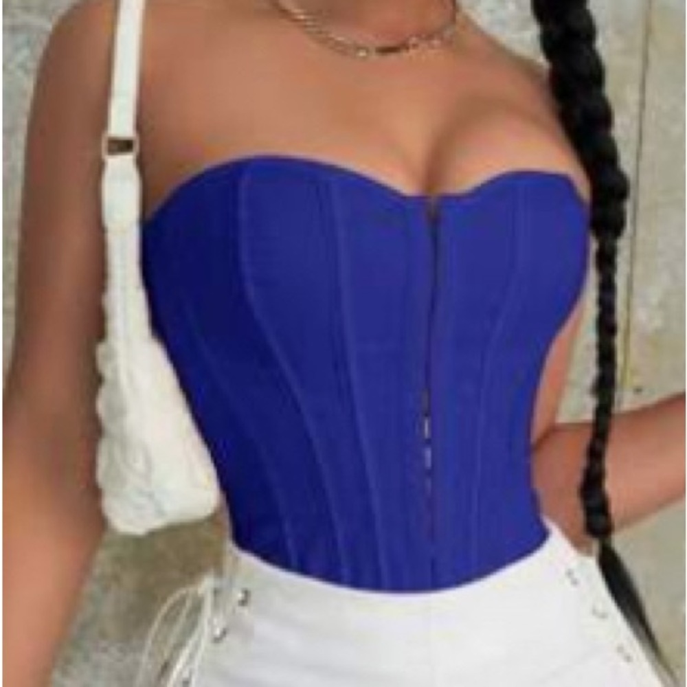 Fashion Nova Blue Corset Top